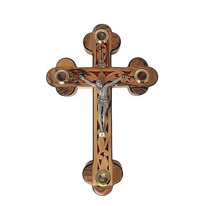 iHoly Land Crafts Mother of Pearl Olive Wood Crucifix Wall Cross, 9" x 6" - size: 9"L x 6"W