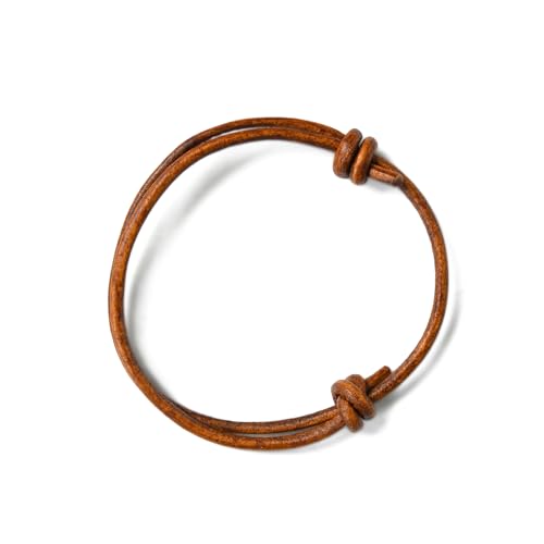 GENIQUE Real/Genuine Leather Bracelet for Men, Adjustable Mens Leather Bracelet, Leather Cord Bracelet - style: Sliding Knot Saddle Brown