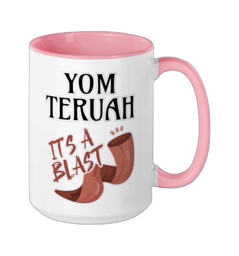 Yom Teruah It's a Bang Ceramic Mug, Pink/White, 15oz - color: Pink/White, size: 15 Ounces