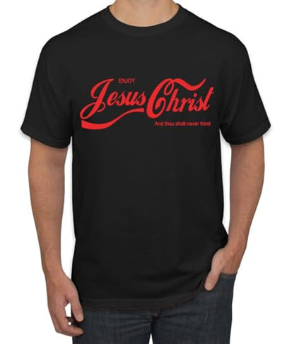 Enjoy Jesus T Shirts Funny Faith Tee Christian T Shirts for Men Inspirational Jesus Graphic Shirt - color: Black/Jesuschrist, size: Medium
