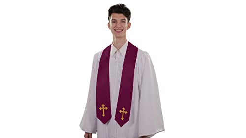 CLERKMANS Choir Stole with Crosses - color: Maroon