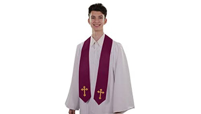 CLERKMANS Choir Stole with Crosses - color: Maroon