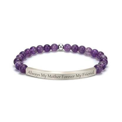Amethyst Christian Bracelet for Women, 18K Gold Plated Bible Verse Jewelry, Inspirational Religious Faith Gift, Scripture Jewelry for Encouragement & Strength - color: Always My Mother Forever My Friend-Amethyst Agate Silver