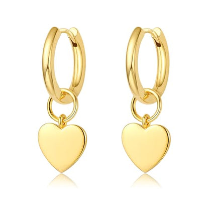 DAILY VIBES Cute Butterfly Star Cross Heart CZ Dangle Earrings for Women - color: Gold Mini Heart