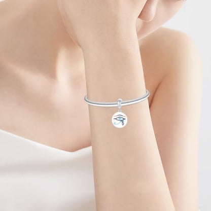 LUXILLA 925 Sterling Silver Charm Golden Family Tree Sparkling Cross Cute Dragon Charms Fits Bracelets Necklace Pendant Bead Jewelry Gift for Women Family Friends - color: Eye of Horus Charm