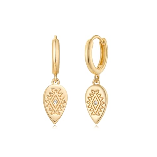 MYEARS Women Earrings Gold Huggie Hoop Dangle Drop 14K Gold Plated Small Simple Hypoallergenic Everyday Jewelry - style: Inverted Waterdrop