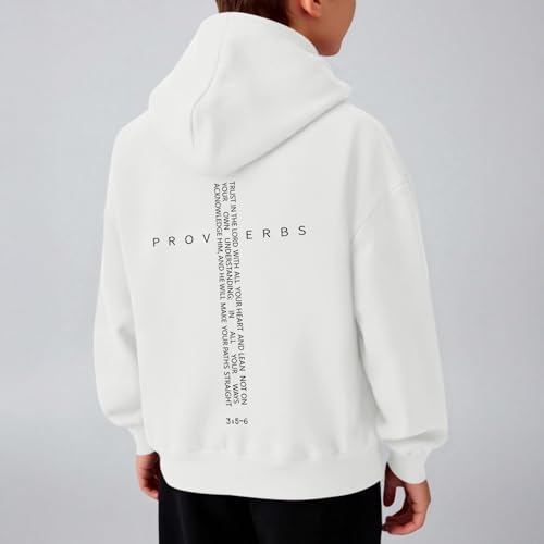 Christian Hoodies for Kids Boys Religious Jesus Hoodie Faith Cross Sweatshirts Vintage Bible Verse Graphic Pullovers - color: White, size: 7-8 Years