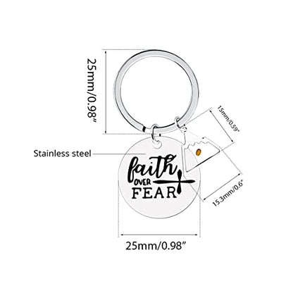 Uloveido Stainless Steel Faith Cross Keychain & Jesus Loves Me Christian Keyring Mustard Seed Charms Religious Jewelry - style: Faith Over Fear-triangle