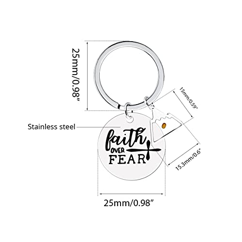 Uloveido Stainless Steel Faith Cross Keychain & Jesus Loves Me Christian Keyring Mustard Seed Charms Religious Jewelry - style: Faith Over Fear-triangle