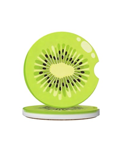 Ceramic Car Cup Coasters 2PCS - Kiwi Fruit - color: Kiwi Fruit