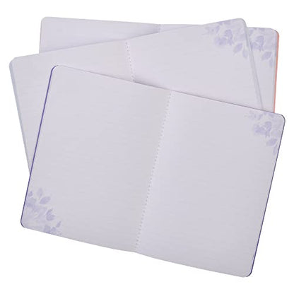 Christian Art Gifts Notebook Set: The Lord Bless You - Num. 6:24, Gifts for Women, Slim Notebooks, Cardstock, Bible Verse, Flexible Cover, Lined Paper, 64 Pages Each, Floral, Pink/Purple, Set/3 Large