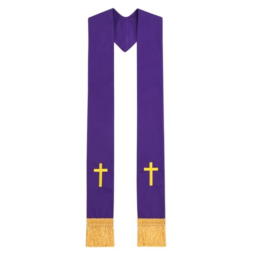 BLESSUME Church Clergy Pastor Cross Embroidered Stole - color: Purple 6