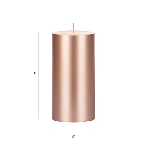Mega Candles 1 pc Unscented Solid Rose Gold Pillar Candles, Hand Poured Premium Wax Candle 3 Inch x 6 Inch, Home Décor, Spas, Weddings, Occasions, Party, Centerpieces, Holidays, Vigils, Prayers - color: Rose Gold, size: 1 Piece