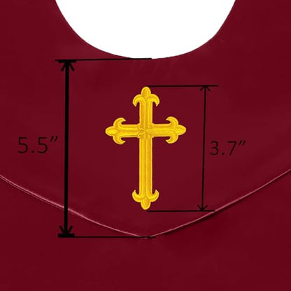 GradPlaza Unisex V Shape Church Choir Stole with Gold or White Embroidery Cross for Adults Church - color: Maroon, style: Gpld Cross