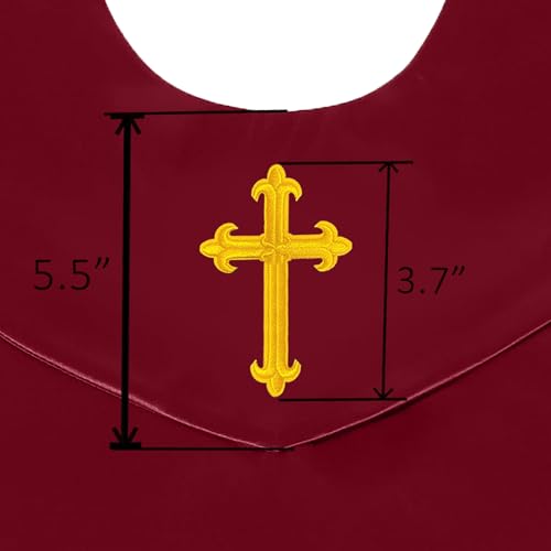 GradPlaza Unisex V Shape Church Choir Stole with Gold or White Embroidery Cross for Adults Church - color: Maroon, style: Gpld Cross