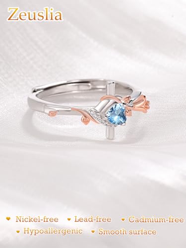 Birthday Gifts Birthstone Rings for Women 925 Sterling Silver Birthstone Rings Anchor/Tree of Life/Snake/Rose Cross Faith Religous Jewelry Gift for Wife Mom Grandma - color: 12-Topaz (C), style: Rose Cross