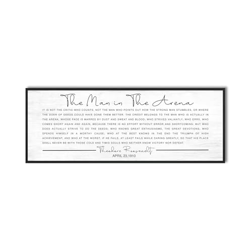 YPY The Man in the Arena Wall Art Framed, Theodore Roosevelt Quotes - color: The Man in the Arena, size: 12"×32"