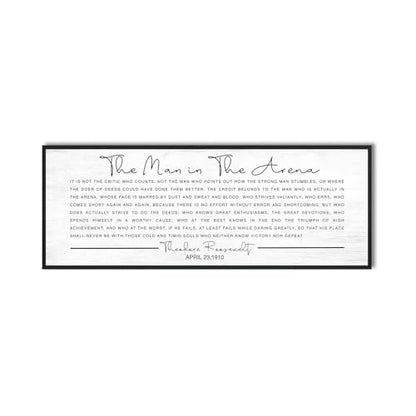 YPY The Man in the Arena Wall Art Framed, Theodore Roosevelt Quotes - color: The Man in the Arena, size: 12"×32"