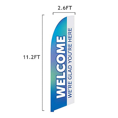Vispronet Premium Welcome to Church Feather Flag Kit – 13ft Worship Flags with Sectional Aviation-Grade Fiberglass Poles, Cross Base & Weight Bag, Pole Sleeve Bag, Printed in the USA… - size: 13ft - Premium/Cross Base + Weight Bag