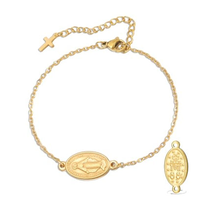 VASSAGO Virgin Mary Bracelet for Women Men Double-Sided Virgen de Guadalupe Rosary Bracelet Medal Handmade Braided Rope Catholic Christian Religious Jewelry Gift - color: Gold 12