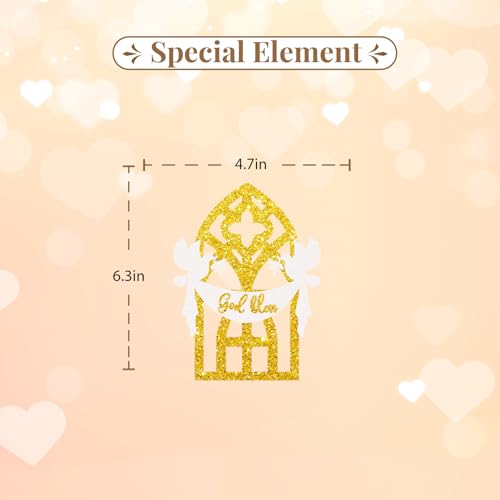 God Bless Cake Topper, Mi Baptism Cake Decor, Gold Glitter Christening Dove Cake Topper for Baby Shower, Religious Themed Party Decoration - style: God Bless