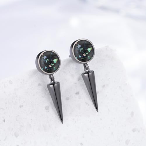 Black Dangle Drop Earrings 925 Sterling Silver Turquoise Earrings Jewelry Gifts for Women Men - style: Spike-B