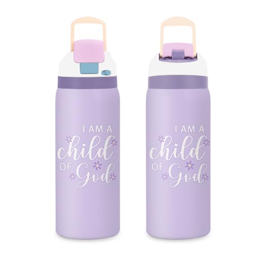 I Am A Child of God 32oz Insulated Water Bottle Gift for Women, 1PCS - color: Christianity-Purple