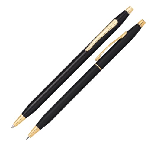 Cross Classic Century Classic Black Pen & Pencil Set, Gift-Ready - color: Black with 23KT Gold Plated