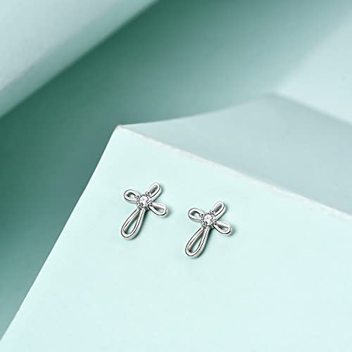 Rnivida 925 Sterling Silver Cross Stud Earrings for Women - color: Inifinity Cross