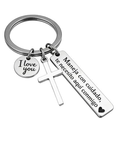 Cross Keychain for Men,Jesus Key Chain Christian Car Key Accessories，Easter Christmas Religious Gift,Purse Bag Charms - color: Silver Love
