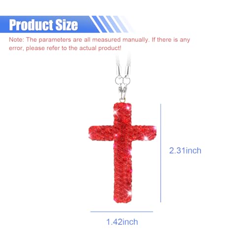 ZIMISI Bling Cross Car Hanging Ornament (Red) - color: Red