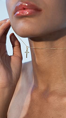Miabella Italian 925 Sterling Silver Dainty Cross Necklace for Women - color: yellow-gold-plated-silver