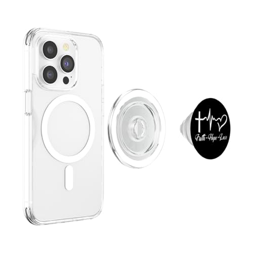 Faith Hope and Love - for Women - Christian Bible Verse PopSockets PopGrip: Swappable Grip for Phones & Tablets PopSockets PopGrip for MagSafe - style: Magnetic PopGrip