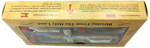 Zuluf Holy Land Set 5 in 1 Olive Wood Cross Set with 4 Bottles - Oil, Jordan Water, Holy Earth and Incense from Jerusalem | Catholic Orthodox Blessing Set from Israel | Religious Israel Gift HLG005