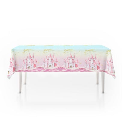 3Pcs Princess Party Tablecloths, Disposable Pink Castle Plastic Table Cover - color: Princess