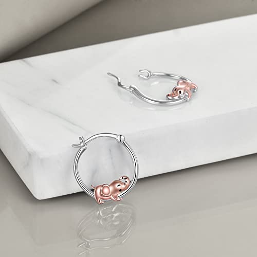 Fox/Pig/Mushroom/Cat Earrings Sterling Silver Cute Hoop Earrings Animal Jewelry Gifts for Women Daughter - style: elephant