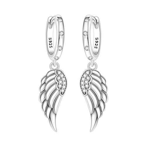 925 Sterling Silver Drop & Dangle Earrings for Women,Butterfly Dragonfly and Bee|Flower and leaf Earrings, Suitable for Sensitive Ears Fashion Jewelry Gift- Hypoallergenic Earrings - color: Wings