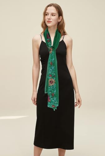 GERINLY Fashion Scarves for Women Lightweight Lace Printed Scarf Shawl Wrap - color: N-green