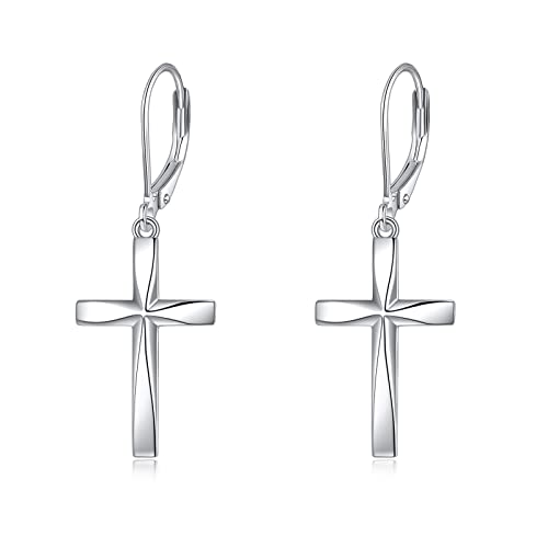 Cross Earrings 925 Sterling Silver Dangle Earring Gifts for Women - style: Origami