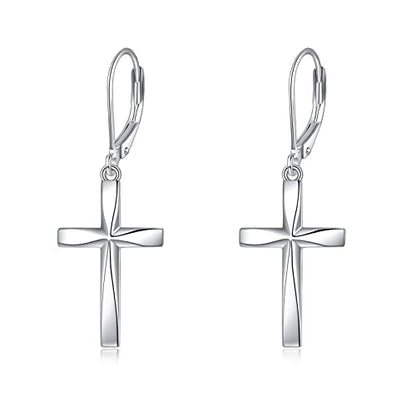 Cross Earrings 925 Sterling Silver Dangle Earring Gifts for Women - style: Origami