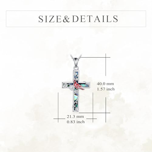 YFN Cross Necklace Sterling Silver Religious Cross Pendant Jewelry Christian Gifts for Women Men - style: F. Red Cardinal