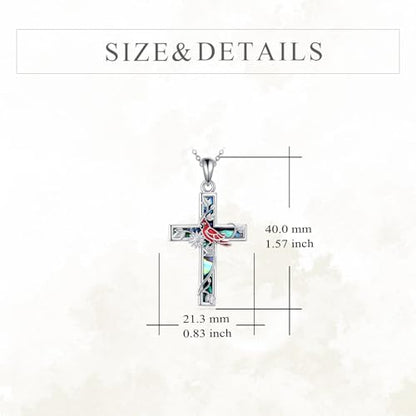 YFN Cross Necklace Sterling Silver Religious Cross Pendant Jewelry Christian Gifts for Women Men - style: F. Red Cardinal