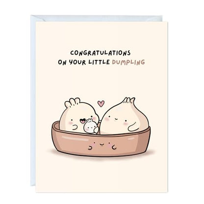 New Baby Card - Punny Funny Greeting Card New Parents, Mom-to-Be, Baby Shower, Congrats, Pregnancy Announcement, Blank Inside (Congratulations On Your Little Dumpling) - color: Congratulations On Your Little Dumpling