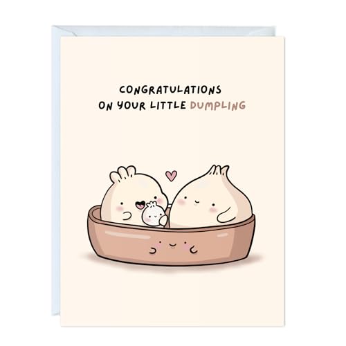 New Baby Card - Punny Funny Greeting Card New Parents, Mom-to-Be, Baby Shower, Congrats, Pregnancy Announcement, Blank Inside (Congratulations On Your Little Dumpling) - color: Congratulations On Your Little Dumpling