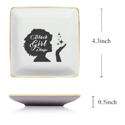 Black Girl Magic Ceramic Jewelry Tray Ring Holder Dish,Black Girl Gifts - style: Black girl magic