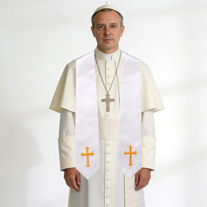Clergy Stole & Choir Stole with Embroidered 60/72" - color: White, size: 72 inch