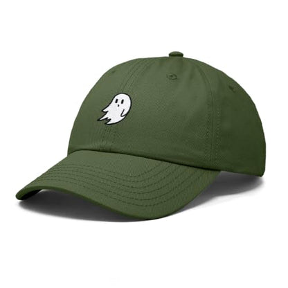DALIX Ghost Embroidered Mens Womens Cotton Dad Hat Baseball Cap Adjustable - color: Olive