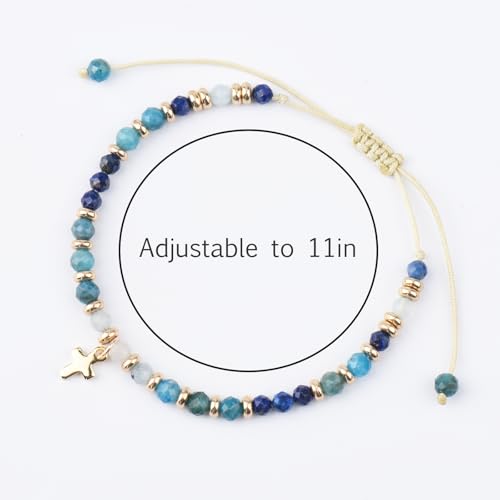 Christian Gifts for Women, Cross Bracelet, Natural Stone Beaded Jewelry - color: Blue