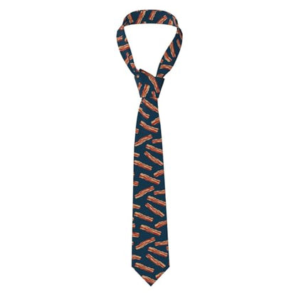 Men's Neckties, Novelty Printed Skinny Tie for Work Casual Party - color: Bacon