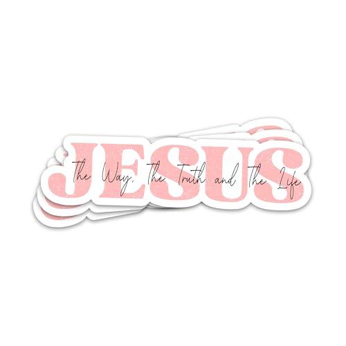 3PCs Jesus The Way The Truth The Life Sticker Christian Faith Bible Verse Sticker Religious God Worship Scripture Waterproof Vinyl Stickers for Laptop Water Bottle Decals Gifts for Women Men 3"x0.8"